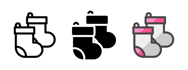 Multipurpose socks vector icon in outline, glyph, filled outline style. Three icon style variants in one pack.