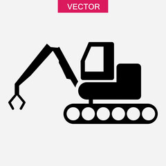 Wrecking ball crane vector icon.  Demolition crane  sign flat black trendy style illustration for web and app on white background..eps