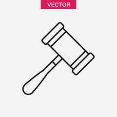 Auction hammer line icon, Gavel symbol flat black trendy style illustration for web and app on white background..eps