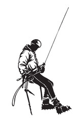 Climber silhouette illustration in editable vector.