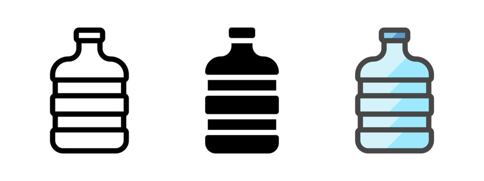 Multipurpose gallon bottle vector icon in outline, glyph, filled outline style. Three icon style variants in one pack.
