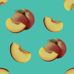 Cute illustration seamless pattern with peaches