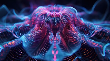 Abstract Digital Art: Neon Lines and Flowing Shapes