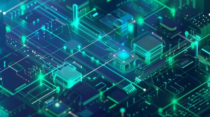 background featuring interconnected devices and sensors at the network's edge