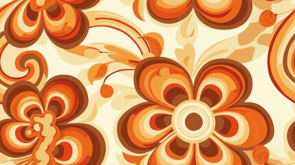 Retro Flower Pattern in Orange and Brown