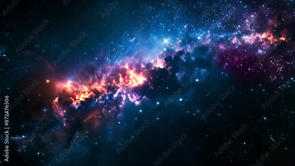 Aufkleber a vibrant nebula glows with fiery red and orange hues against a backdrop of countless stars in the v