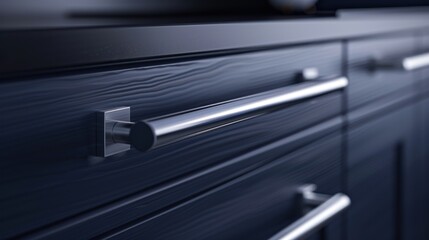 Obraz premium Close Up of a Modern Kitchen Drawer Handle