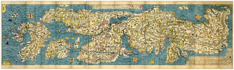 江戸時代［嘉永2年：1849年］の日本全土の古地図を修復