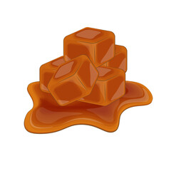 Vector illustration logo Clip art Cartoon melted Cube Butterscotch Caramel candies