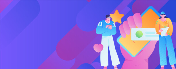 Virtual characters social communication concept business flat vector hand drawn illustration
