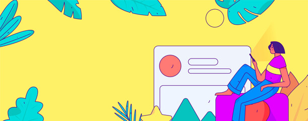 Virtual characters social communication concept business flat vector hand drawn illustration
