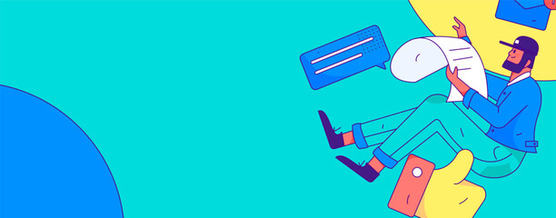 Virtual characters social communication concept business flat vector hand drawn illustration
