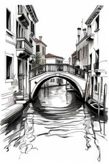 Fototapeta premium the AI Image Generator, Iconic Venetian Bridge Over Serene Waterway