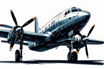 Fototapeta premium an ai generated image, Detailed Vintage Military Aircraft Model on Pristine White Background