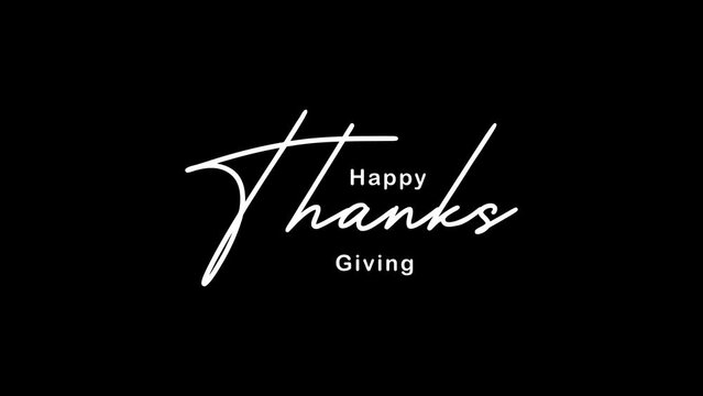 Happy Thanksgiving animated, text motion with black background.