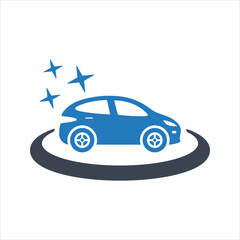 Car icon. New car. Motor show icon. Vector and glyph