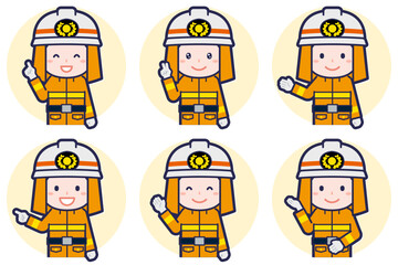 男性消防士のポーズセット_03