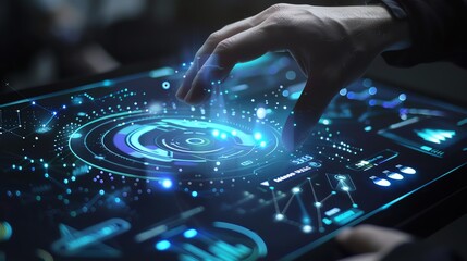 Obraz premium Analytics dashboards, holographic data display, advanced insights, modern design