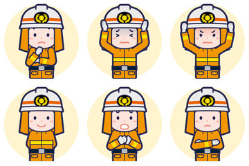 男性消防士のポーズセット_05