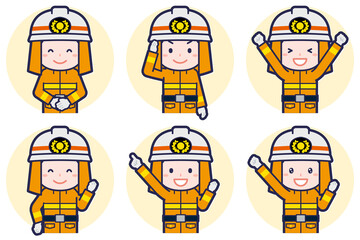 男性消防士のポーズセット_01