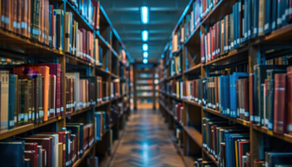 shelves with books in the library