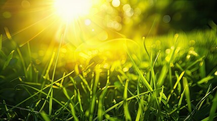 Fototapeta premium Sunlit Grass Blades with Bokeh