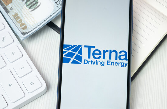 New York, USA - 30 June 2024: Terna Logo on Phone Screen, Company Icon