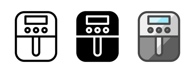 Multipurpose air fryer vector icon in outline, glyph, filled outline style. Three icon style variants in one pack.