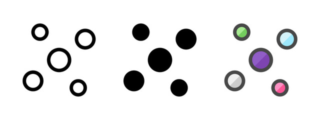 Multipurpose orbs vector icon in outline, glyph, filled outline style. Three icon style variants in one pack.