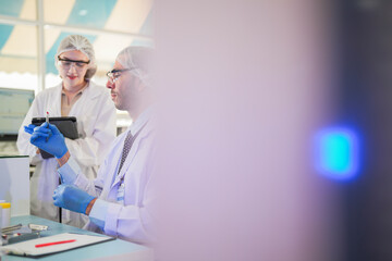 esteemed scientists elegantly dressed in lab coats are meticulously testing chemicals innovative...