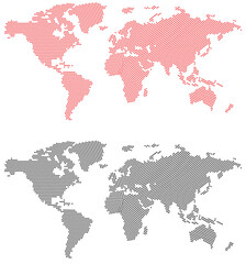 Obraz premium black and Red halftone dotted world map illustration vector