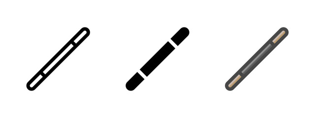 Multipurpose wand vector icon in outline, glyph, filled outline style. Three icon style variants in one pack.