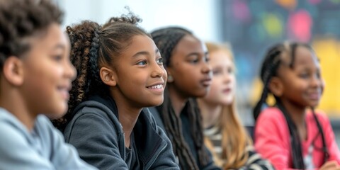 A group of students participating in a school debate, developing critical thinking and public speaking skills