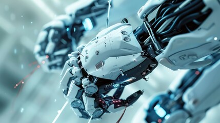 Obraz premium 17. Detailed close-up of robotic suturing technology, showing intricate stitching and wound closure in a futuristic OR