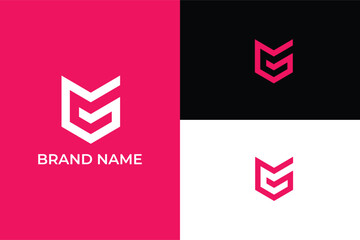 Vector illustration of letter G M castle logo design template, letter G M castle shield logo vector icon illustration design