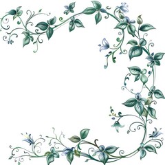 13. Flower vine border, elegant wall art, flat design illustration