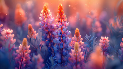 beautiful fields with colorful flowers scenery