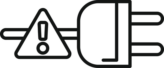 Line drawing of an electric plug showing a warning sign for electricity hazard