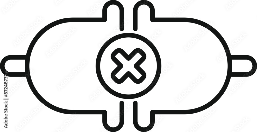 Poster electronic capacitor component is showing an error with a cross symbol