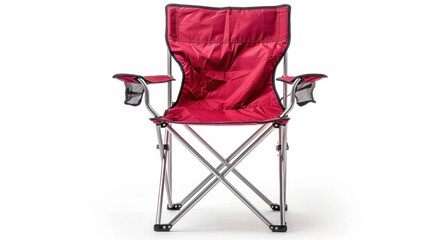 Red Folding Camping Chair with Side Pockets