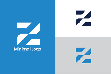 initial letter Z negative space abstract vector, Z letter square logo design