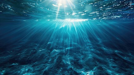 Abstract background of serene blue water with sunlight reflections