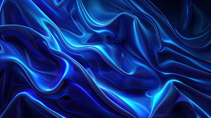 Obraz premium Abstract blue neon background with gentle, flowing waves