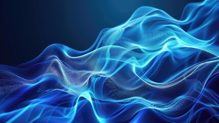 Obraz premium Abstract blue neon background with gentle, flowing waves