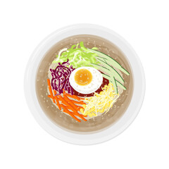 Vector illustration logo Clip art top View jjolmyeon on a bowl