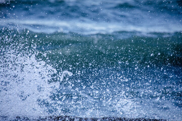 close up wave with waterdrops