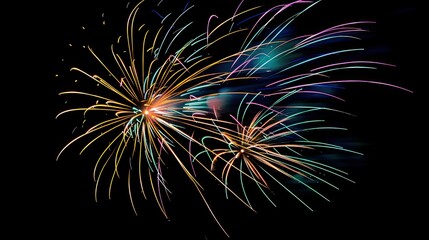Black sky illuminated by colorful celebration fireworks