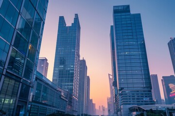 Obraz premium Glass Skyscrapers at Dusk