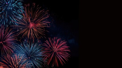 Fireworks in vivid colors, dark sky background