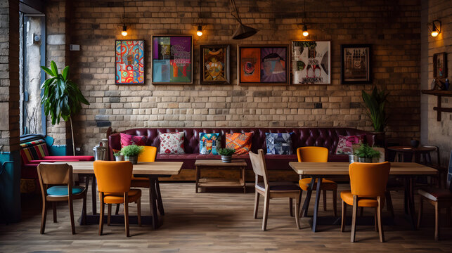 Charming Rustic Bistro Featuring Wooden Decor and Chalk Art Specials with Well-Stocked Drinks Counter